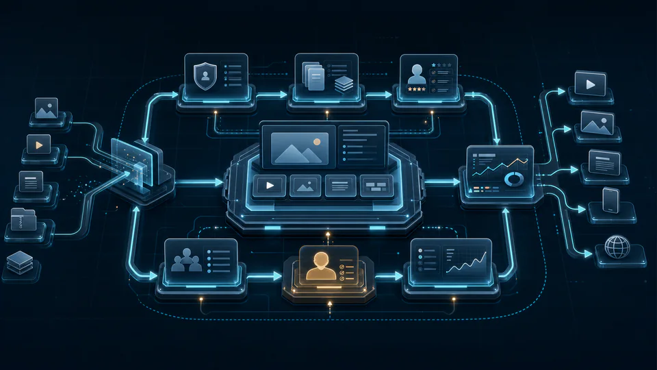 Long-term production system with permissions, versions, human review, and maintenance