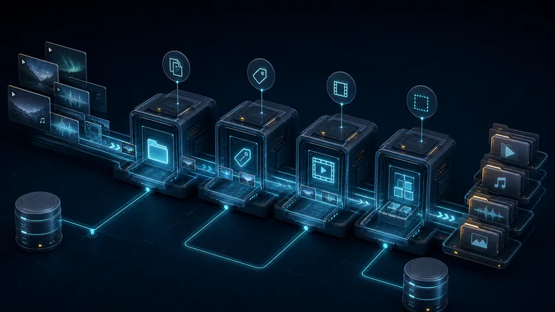 Media passing through automated copy, verification, transcode, and proxy generation